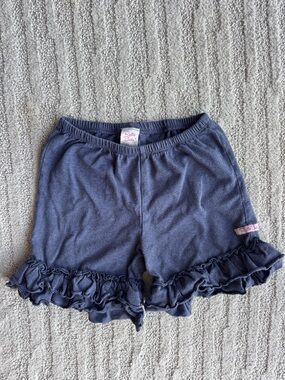 Ruffle Butts Navy Chambray Ruffle Cotton Shorts